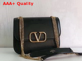 Valentino Small Vlock Calfskin Shoulder Bag in Black Calfskin Leather Replica