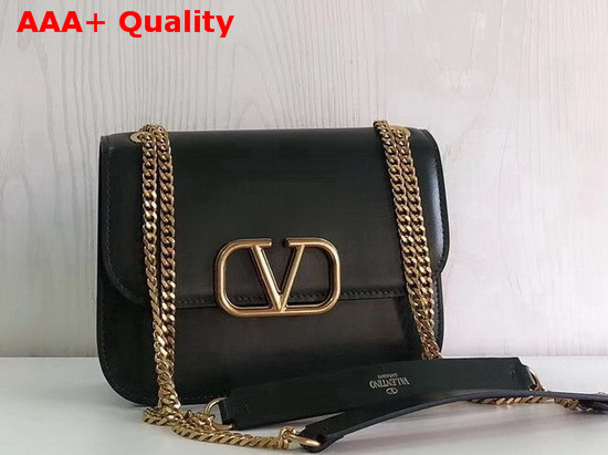 Valentino Small Vlock Calfskin Shoulder Bag in Black Calfskin Leather Replica