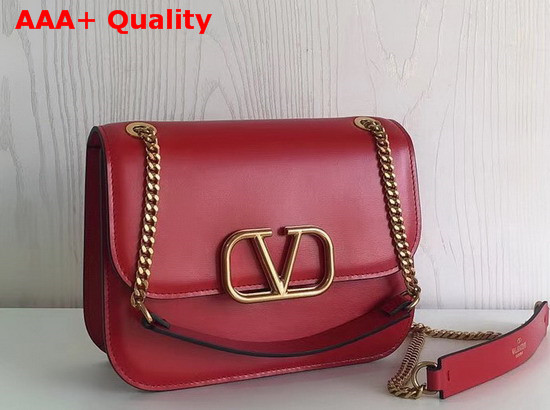 Valentino Small Vlock Calfskin Shoulder Bag in Red Calfskin Leather Replica