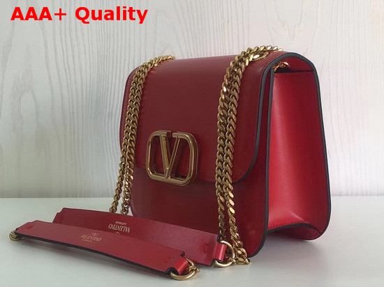 Valentino Small Vlock Calfskin Shoulder Bag in Red Calfskin Leather Replica