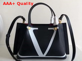 Valentino Small Vlogo Escape Shopper with Inlay Detail Black Calfskin Replica