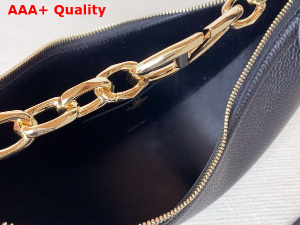 Valentino Small Vlogo Moon Hobo Bag in Black Grainy Calfskin with Chain Replica