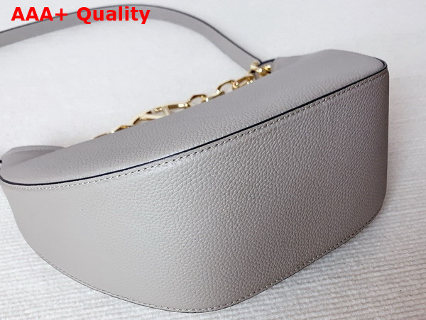 Valentino Small Vlogo Moon Hobo Bag in Grey Grainy Calfskin with Chain Replica