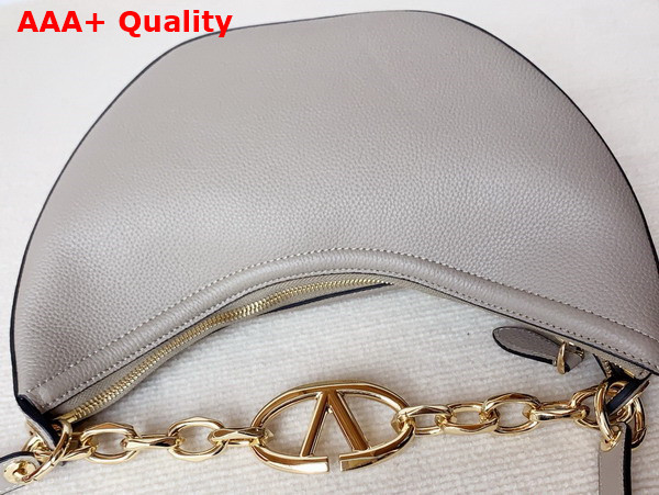 Valentino Small Vlogo Moon Hobo Bag in Grey Grainy Calfskin with Chain Replica