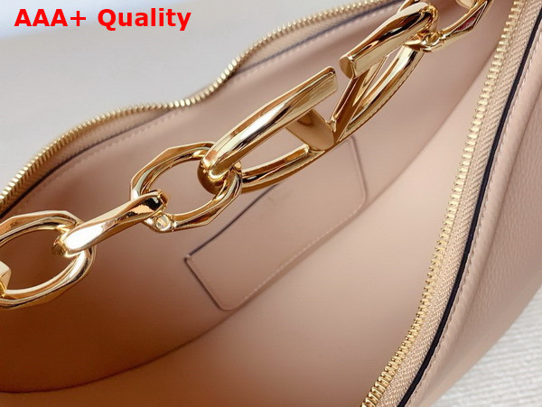 Valentino Small Vlogo Moon Hobo Bag in Nude Grainy Calfskin with Chain Replica