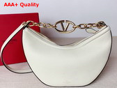 Valentino Small Vlogo Moon Hobo Bag in White Grainy Calfskin with Chain Replica