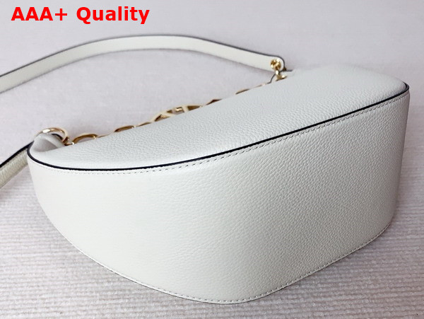 Valentino Small Vlogo Moon Hobo Bag in White Grainy Calfskin with Chain Replica