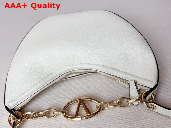 Valentino Small Vlogo Moon Hobo Bag in White Grainy Calfskin with Chain Replica