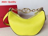 Valentino Small Vlogo Moon Hobo Bag in Yellow Grainy Calfskin with Chain Replica