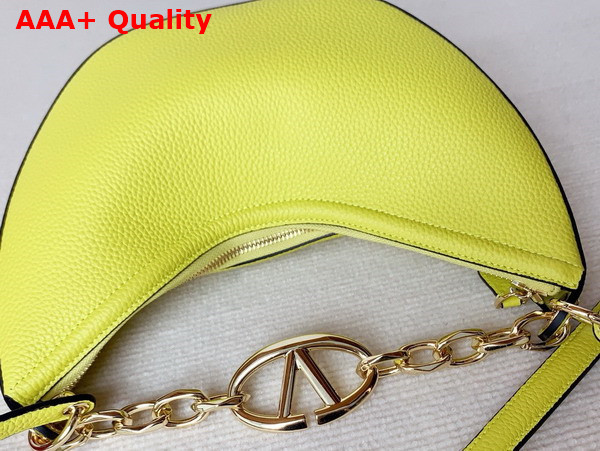 Valentino Small Vlogo Moon Hobo Bag in Yellow Grainy Calfskin with Chain Replica