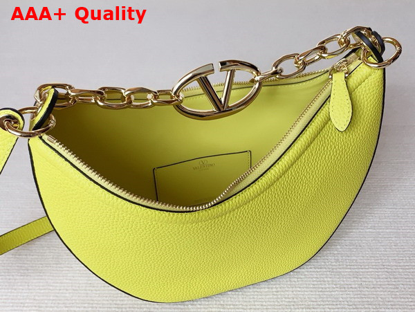 Valentino Small Vlogo Moon Hobo Bag in Yellow Grainy Calfskin with Chain Replica