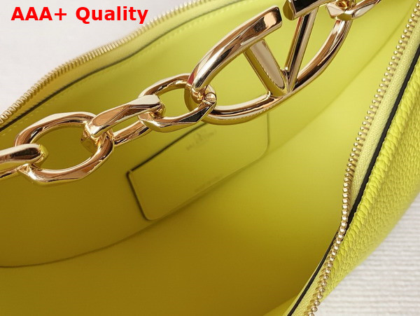 Valentino Small Vlogo Moon Hobo Bag in Yellow Grainy Calfskin with Chain Replica