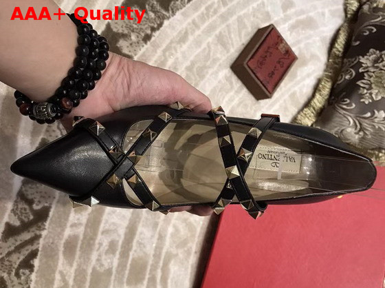 Valentino Studwrap Pump in Black Goatskin Leather with Stud Detailed Strap Replica