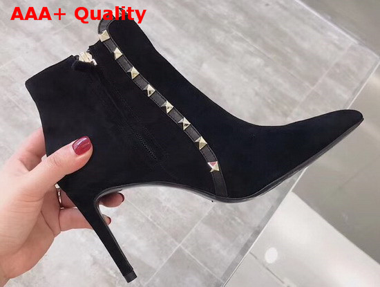 Valentino Suede Rockstud Bootie 85mm Black Replica