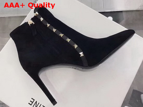 Valentino Suede Rockstud Bootie 85mm Black Replica