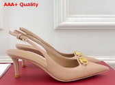 Valentino The Bold Edition Vlogo Calfskin Slingback Pump 60mm Beige Rose Replica