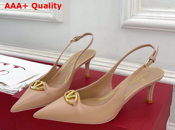 Valentino The Bold Edition Vlogo Calfskin Slingback Pump 60mm Beige Rose Replica