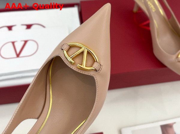 Valentino The Bold Edition Vlogo Calfskin Slingback Pump 60mm Beige Rose Replica