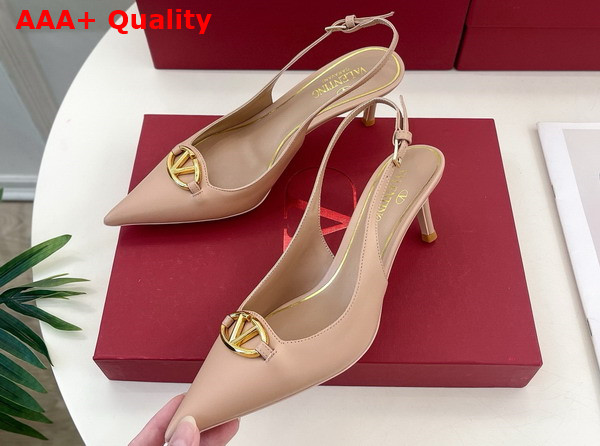 Valentino The Bold Edition Vlogo Calfskin Slingback Pump 60mm Beige Rose Replica