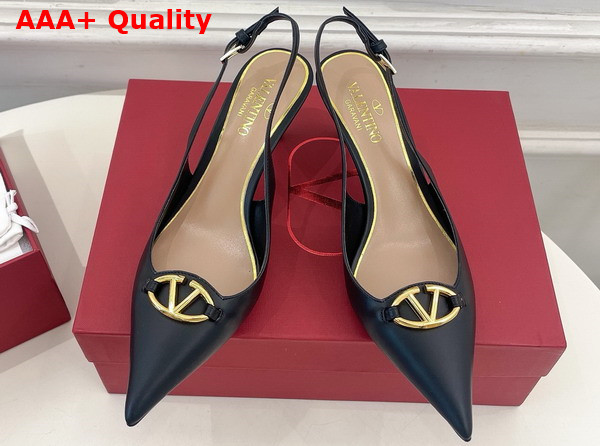 Valentino The Bold Edition Vlogo Calfskin Slingback Pump 60mm Black Replica