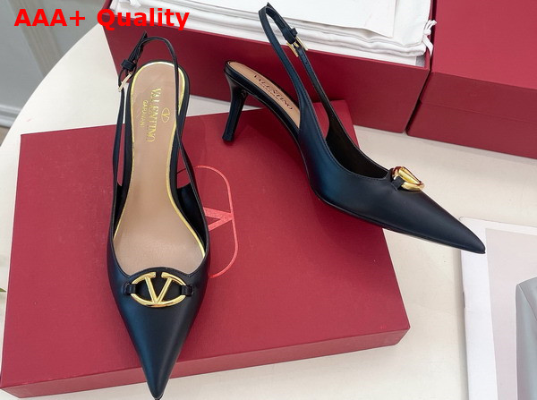 Valentino The Bold Edition Vlogo Calfskin Slingback Pump 60mm Black Replica