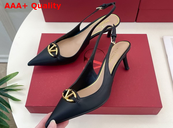 Valentino The Bold Edition Vlogo Calfskin Slingback Pump 60mm Black Replica