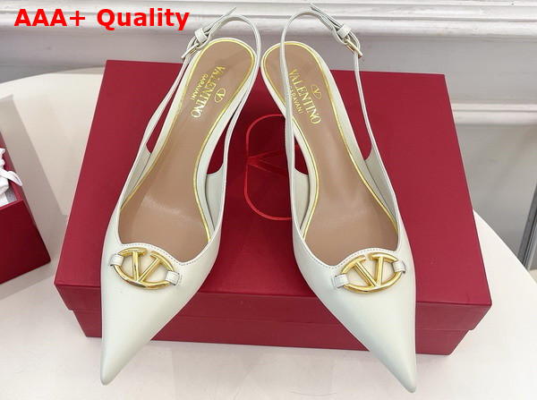 Valentino The Bold Edition Vlogo Calfskin Slingback Pump 60mm Ivory Replica