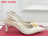 Valentino The Bold Edition Vlogo Calfskin Slingback Pump 60mm Ivory Replica