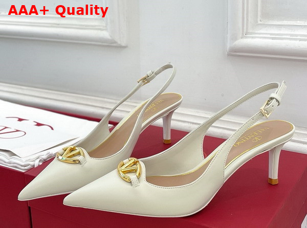 Valentino The Bold Edition Vlogo Calfskin Slingback Pump 60mm Ivory Replica