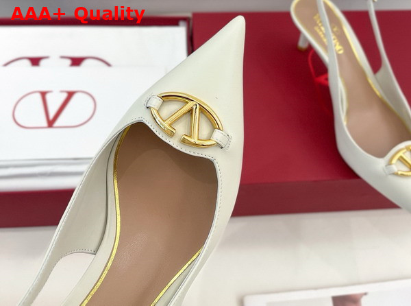 Valentino The Bold Edition Vlogo Calfskin Slingback Pump 60mm Ivory Replica