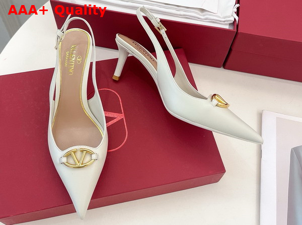 Valentino The Bold Edition Vlogo Calfskin Slingback Pump 60mm Ivory Replica