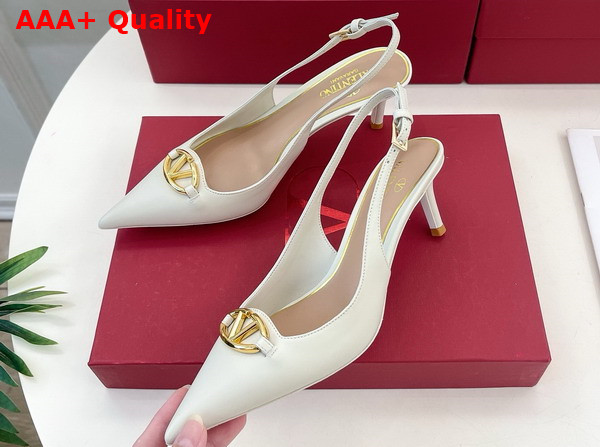 Valentino The Bold Edition Vlogo Calfskin Slingback Pump 60mm Ivory Replica