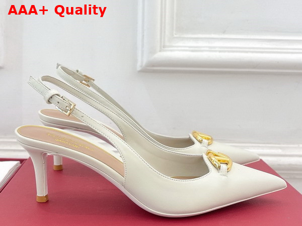 Valentino The Bold Edition Vlogo Calfskin Slingback Pump 60mm Ivory Replica