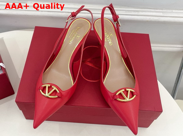 Valentino The Bold Edition Vlogo Calfskin Slingback Pump 60mm Red Replica