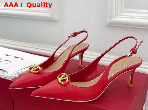 Valentino The Bold Edition Vlogo Calfskin Slingback Pump 60mm Red Replica