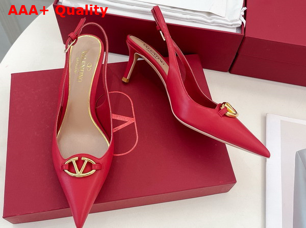 Valentino The Bold Edition Vlogo Calfskin Slingback Pump 60mm Red Replica