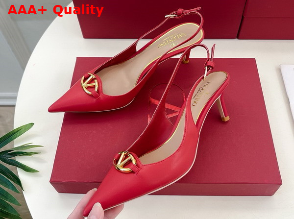 Valentino The Bold Edition Vlogo Calfskin Slingback Pump 60mm Red Replica