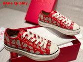 Valentino Toile Iconographe Totaloop Low Top Sneaker in Beige and Red Replica