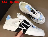 Valentino VL7N Sneaker in Blue Multicolor Printed Calfskin Leather with Black Bands Replica