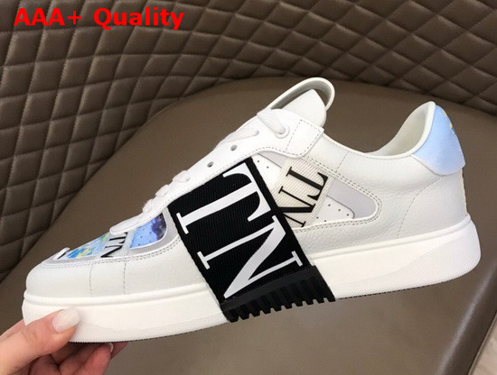 Valentino VL7N Sneaker in Blue Multicolor Printed Calfskin Leather with Black Bands Replica