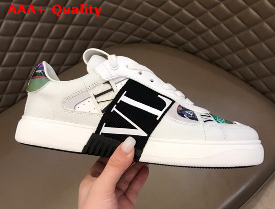 Valentino VL7N Sneaker in Green Multicolor Printed Calfskin Leather with Black Bands Replica