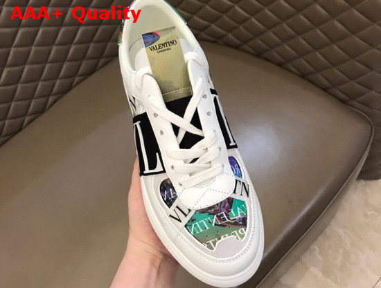 Valentino VL7N Sneaker in Green Multicolor Printed Calfskin Leather with Black Bands Replica