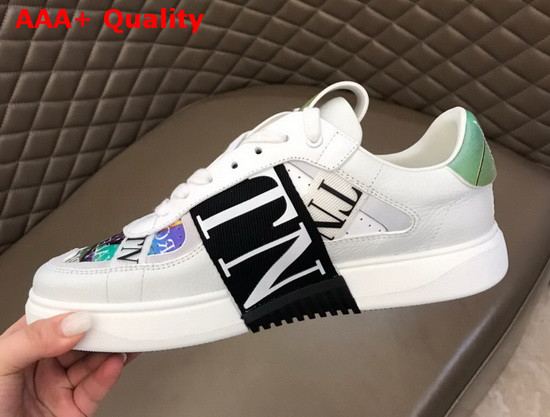 Valentino VL7N Sneaker in Green Multicolor Printed Calfskin Leather with Black Bands Replica