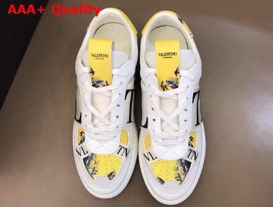 Valentino VL7N Sneaker in Yellow Multicolor Printed Calfskin Leather with Red Bands Replica