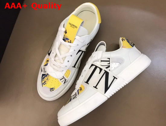 Valentino VL7N Sneaker in Yellow Multicolor Printed Calfskin Leather with Red Bands Replica