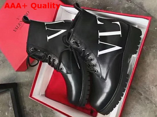 Valentino VLTN Combat Boot in Black Calfskin Replica