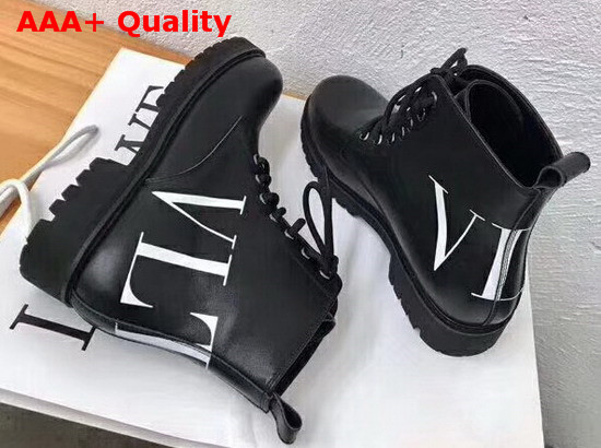 Valentino VLTN Combat Boot in Black Calfskin Replica