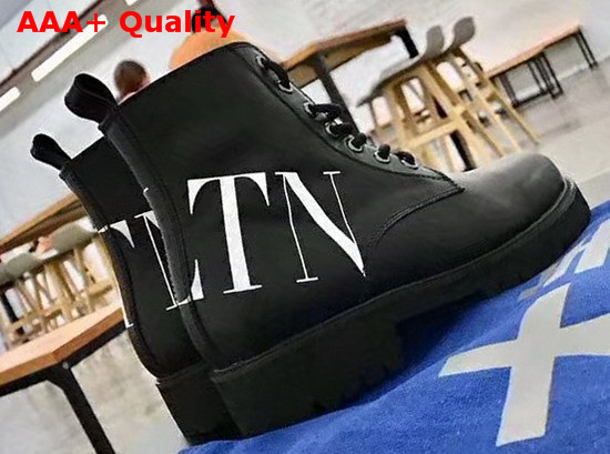 Valentino VLTN Combat Boot in Black Calfskin Replica