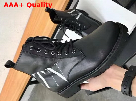 Valentino VLTN Combat Boot in Black Calfskin Replica