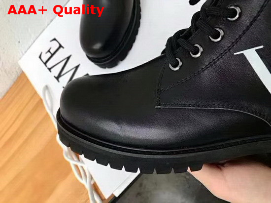 Valentino VLTN Combat Boot in Black Calfskin Replica